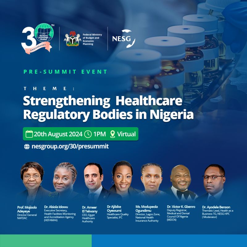 NESG Hosts NES 30 Pre-Summit Webinar on Strengthening Healthcare Regulatory Bodies in Nigeria